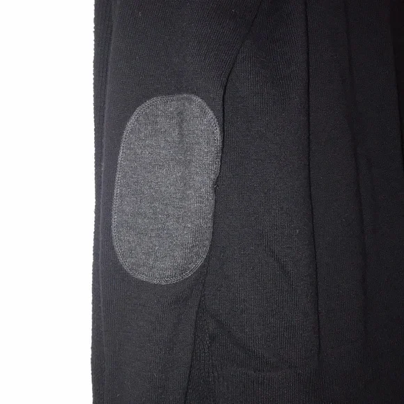 Stylus Women's XL Black Open Cardigan Elbow Patch Jacket Cotton Modal Soft Knit - Picture 15 of 16